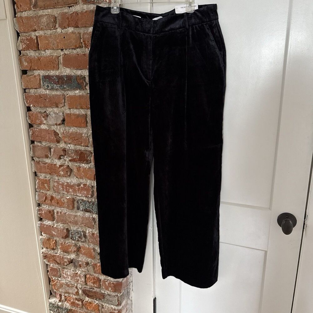 NWT LOFT The Peyton Trousers Women’s 14 Black Velvet Wide Leg Dress Pants